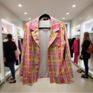 Chicwish Pink Plaid Open Women's Blazer